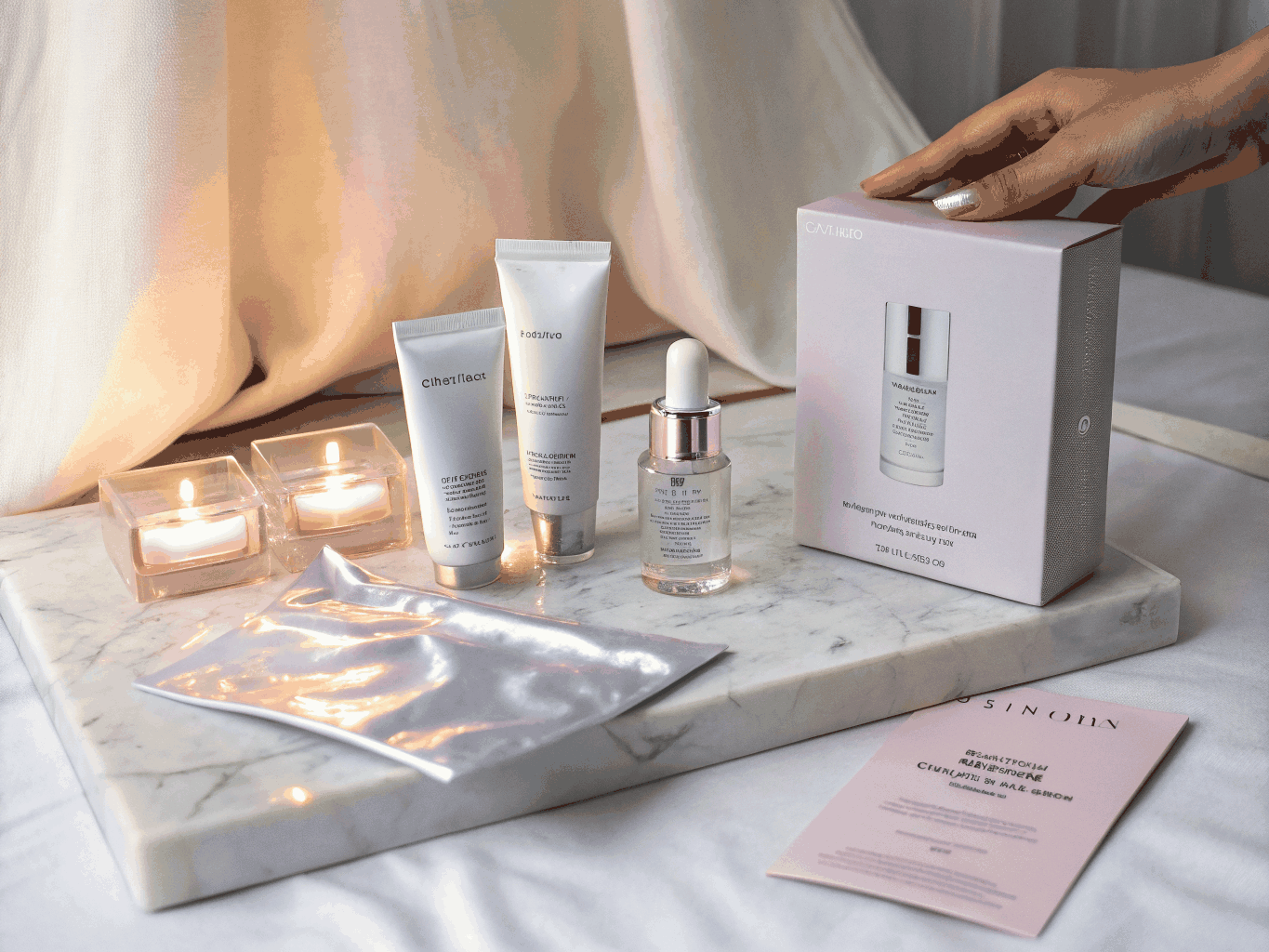 Skincare formulation textures in soft light